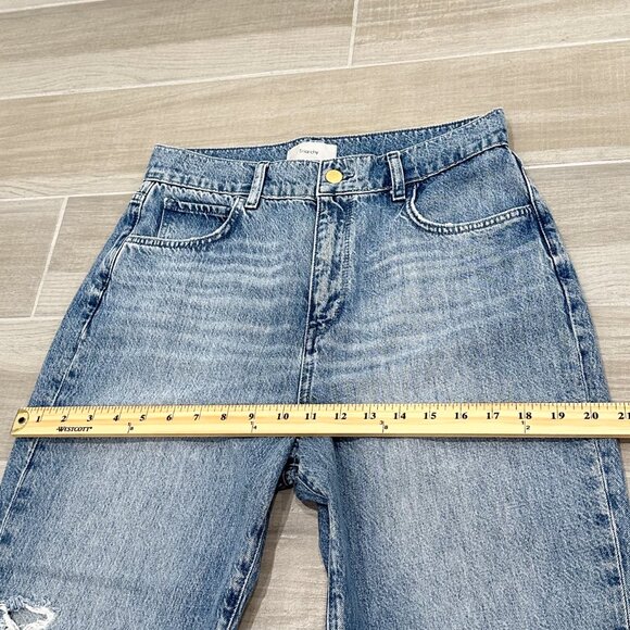 Triarchy Stove Pipe High-Rise Destroyed Distressed Jeans in Light Indigo Denim - Picture 13 of 16